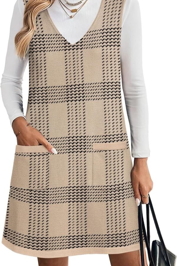 Women's Sweater Vest Dresses for Women 2025 V Neck Sleeveless Knit Pullover Sweater with Pockets Fall Winter Outfits
